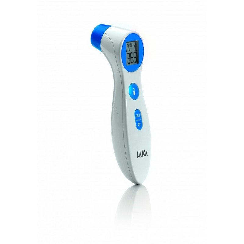 Laica TH1000 digital body thermometer Remote sensing thermometer Blue, White Forehead Buttons