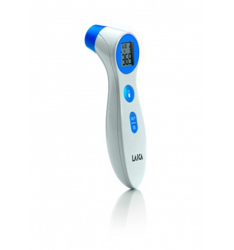 Laica TH1000 digital body thermometer Remote sensing thermometer Blue, White Forehead Buttons