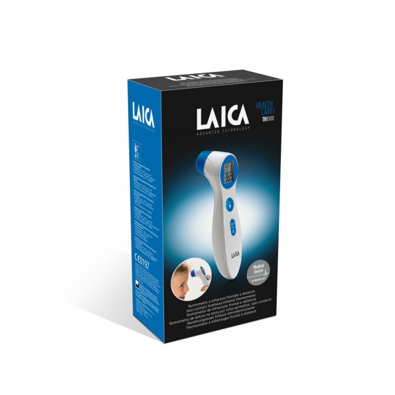 Laica TH1000 termometro digitale per corpo Termometro a rilevamento remoto Blu, Bianco Fronte Pulsanti