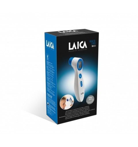 Laica TH1000 digital body thermometer Remote sensing thermometer Blue, White Forehead Buttons