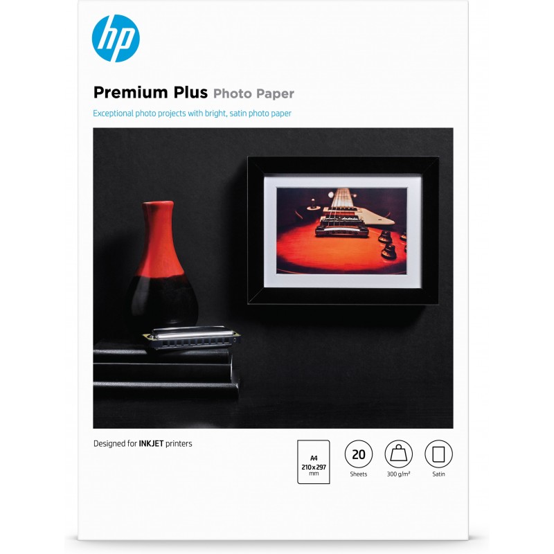 HP Confezione da 20 fogli carta fotografica Premium Plus, semi-lucida A4 210 x 297 mm