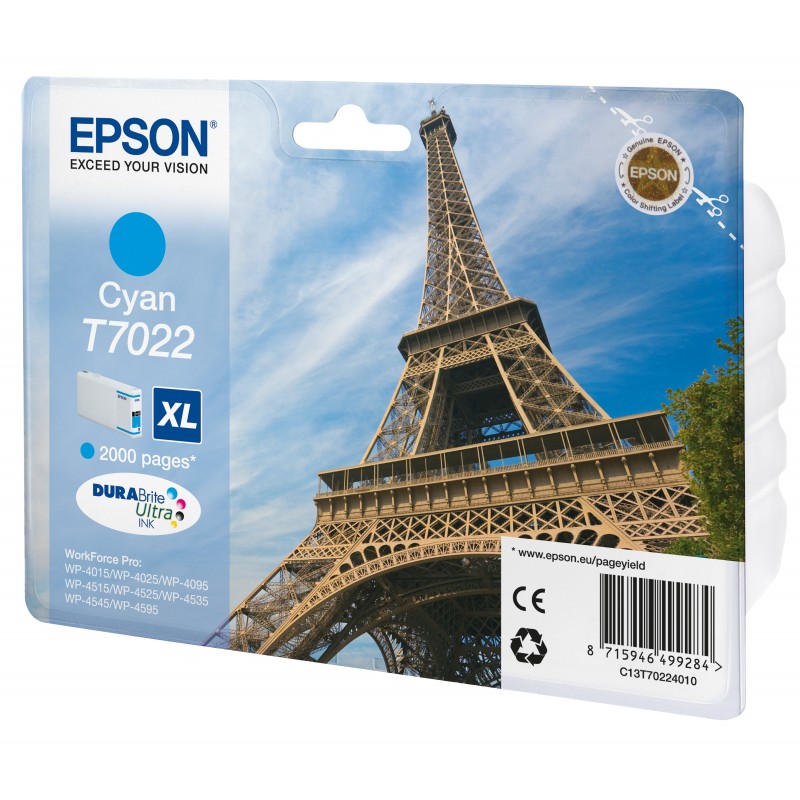 Epson Eiffel Tower Cartucho T70224010 cian XL