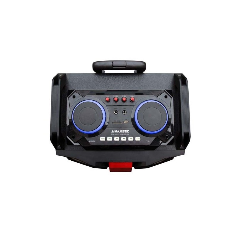 New Majestic DJB-292 BT USB SD AX Sistema de megafonía con ruedas 160 W Negro, Rojo