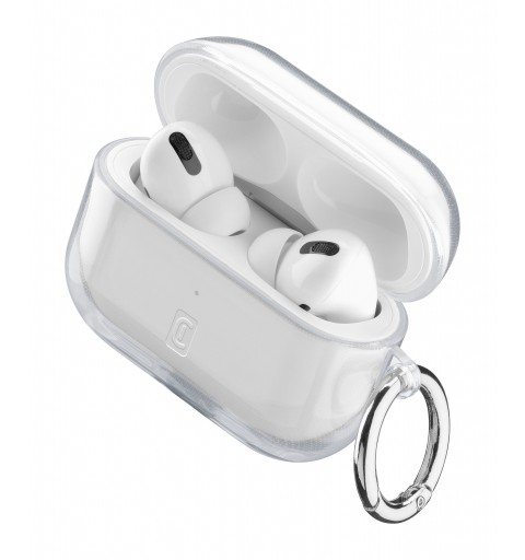Cellularline Clear - AirPods Pro Custodia trasparente per AirPods in gomma con gancio. Trasperente