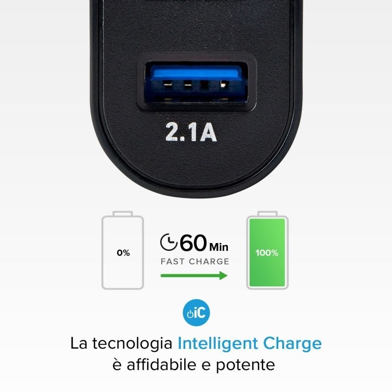 SBS TETR2USB21AFAST chargeur d'appareils mobiles Noir Intérieure