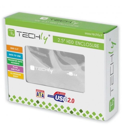 Techly I-CASE SU-25-WS Boîtier de disques de stockage Boîtier HDD Argent 2.5"