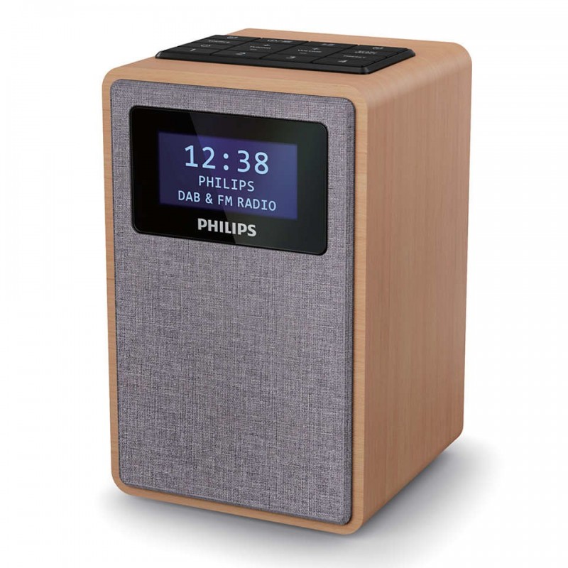 Philips TAR5005 10 radio Orologio Digitale Grigio, Legno