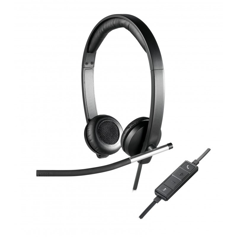 Logitech USB Headset Stereo H650e Auricolare Cablato A Padiglione Ufficio Nero, Argento