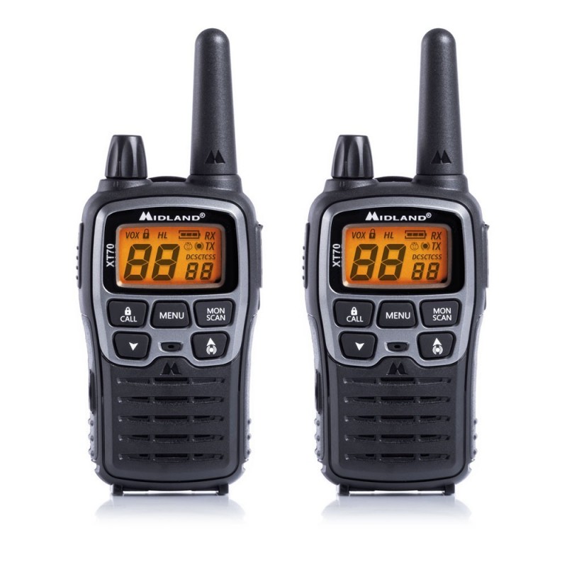 Midland XT70 radio bidirectionnelle 24 canaux 446.00625 - 446.09375 MHz Noir, Gris