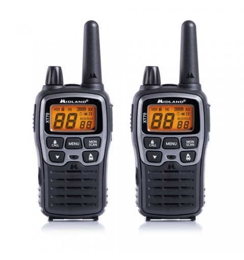 Midland XT70 radio bidirectionnelle 24 canaux 446.00625 - 446.09375 MHz Noir, Gris