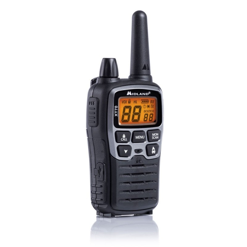 Midland XT70 radio bidirectionnelle 24 canaux 446.00625 - 446.09375 MHz Noir, Gris