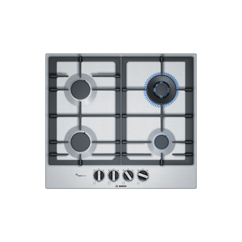 Bosch Serie 6 PCH6A5B90 hob Black, Stainless steel Built-in Gas 4 zone(s)