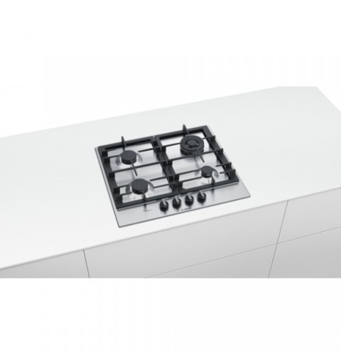 Bosch Serie 6 PCH6A5B90 hob Black, Stainless steel Built-in Gas 4 zone(s)