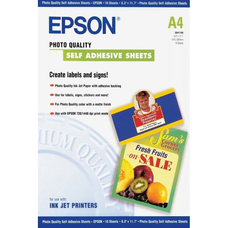 Epson Self-Adhesive Photo Paper - A4 - 10 Sheets