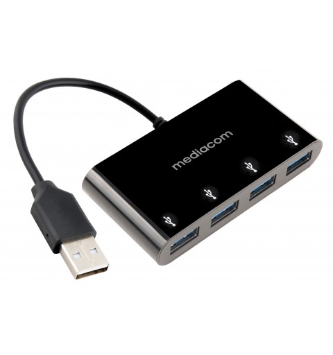 Mediacom MD-U101 hub de interfaz USB 3.2 Gen 1 (3.1 Gen 1) Type-A Negro