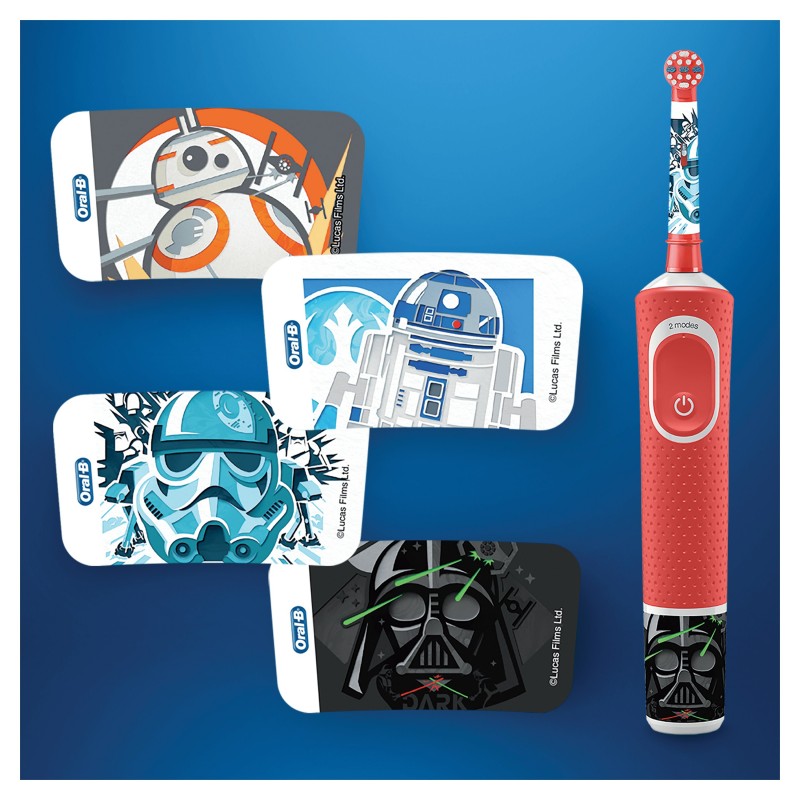 Oral-B Kids Spazzolino Elettrico Ricaricabile 1 Manico con Personaggi di Star Wars e 2 Testine. 3+ anni