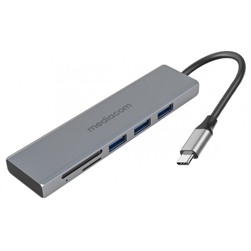 Mediacom MD-C302 hub de interfaz USB 3.2 Gen 1 (3.1 Gen 1) Type-A Aluminio