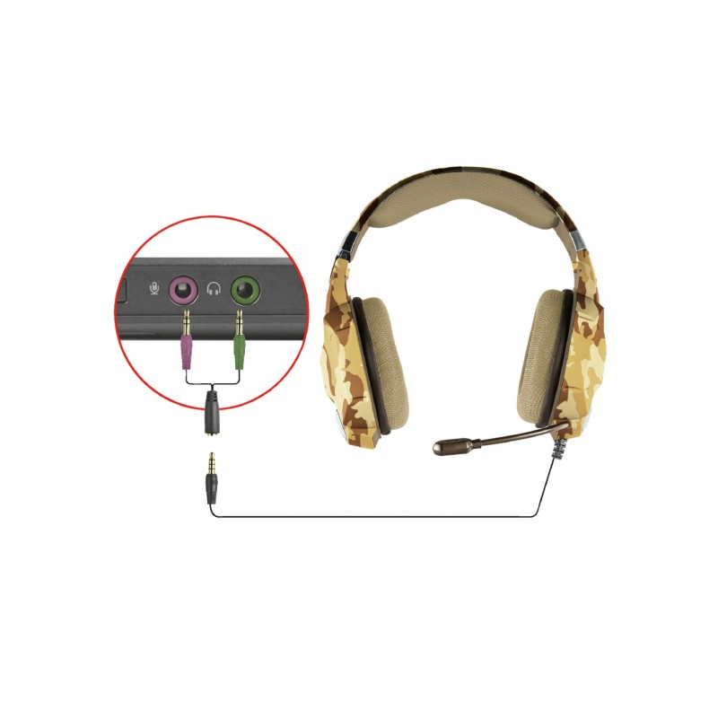 Trust GXT 322D Carus Casque Avec fil Arceau Jouer Camouflage
