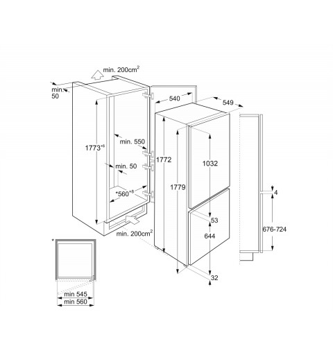 Smeg C4172F réfrigérateur-congélateur Intégré (placement) 268 L F Blanc