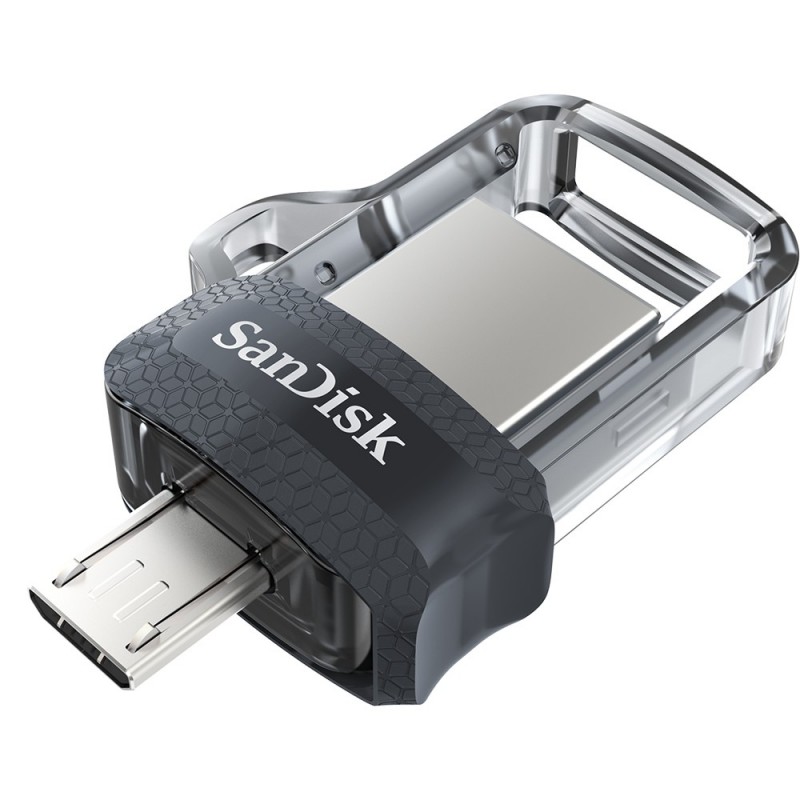 SanDisk Ultra Dual m3.0 unità flash USB 16 GB USB Type-A Micro-USB 3.2 Gen 1 (3.1 Gen 1) Nero, Argento, Trasparente