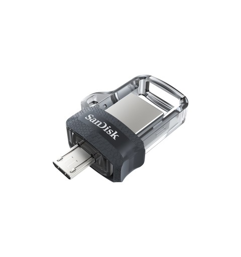 SanDisk Ultra Dual m3.0 lecteur USB flash 16 Go USB Type-A Micro-USB 3.2 Gen 1 (3.1 Gen 1) Noir, Argent, Transparent