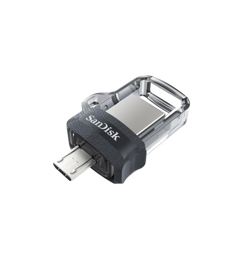 SanDisk Ultra Dual m3.0 USB flash drive 16 GB USB Type-A Micro-USB 3.2 Gen 1 (3.1 Gen 1) Black, Silver, Transparent