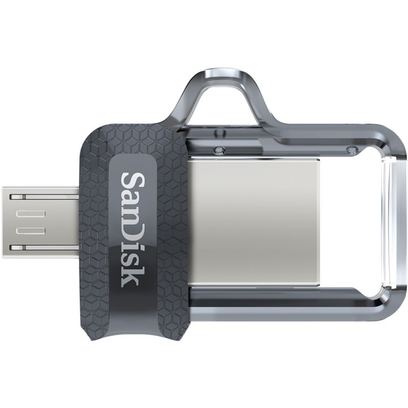 SanDisk Ultra Dual m3.0 lecteur USB flash 16 Go USB Type-A Micro-USB 3.2 Gen 1 (3.1 Gen 1) Noir, Argent, Transparent