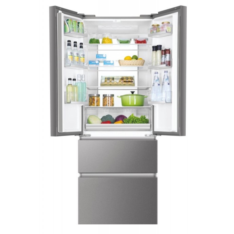 Haier HB17FPAAA side-by-side refrigerator Freestanding 446 L E Platinum, Stainless steel