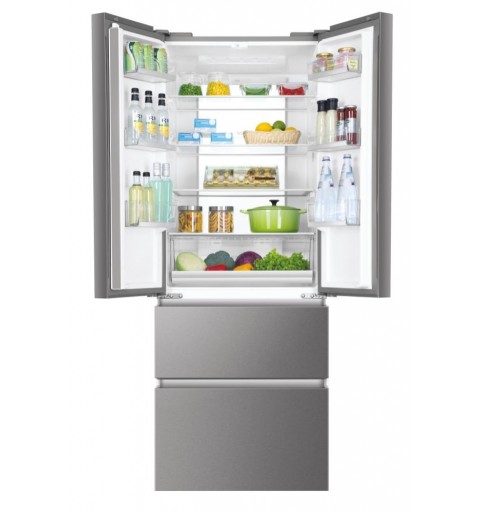 Haier HB17FPAAA side-by-side refrigerator Freestanding 446 L E Platinum, Stainless steel