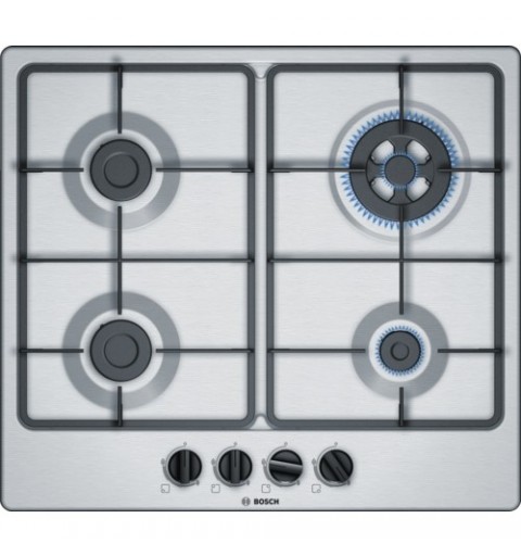 Bosch Serie 4 PGH6B5B60 hobs Negro, Acero inoxidable Integrado Encimera de gas 4 zona(s)