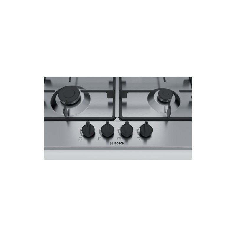 Bosch Serie 4 PGH6B5B60 hob Black, Stainless steel Built-in Gas 4 zone(s)