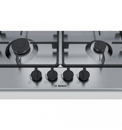 Bosch Serie 4 PGH6B5B60 hob Black, Stainless steel Built-in Gas 4 zone(s)