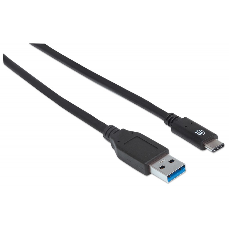 Manhattan USB-C to USB-A Cable, 1m, Male to Male, 10 Gbps (USB 3.2 Gen2 aka USB 3.1), 3A (fast charging), Equivalent to