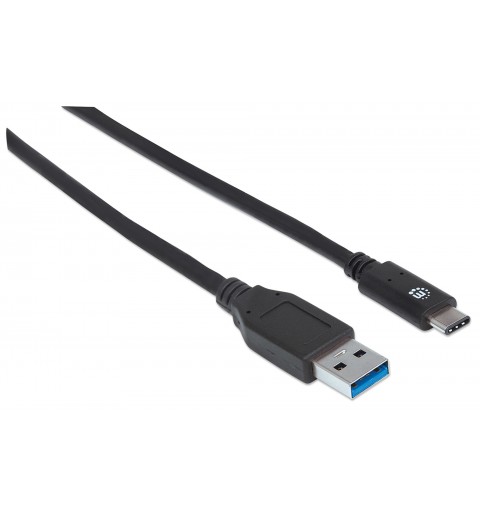 Manhattan USB 3.1 Gen2, 1 m câble USB USB 3.2 Gen 2 (3.1 Gen 2) USB A USB C Noir
