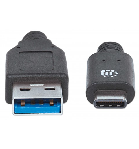 Manhattan USB 3.1 Gen2, 1 m cavo USB USB 3.2 Gen 2 (3.1 Gen 2) USB A USB C Nero