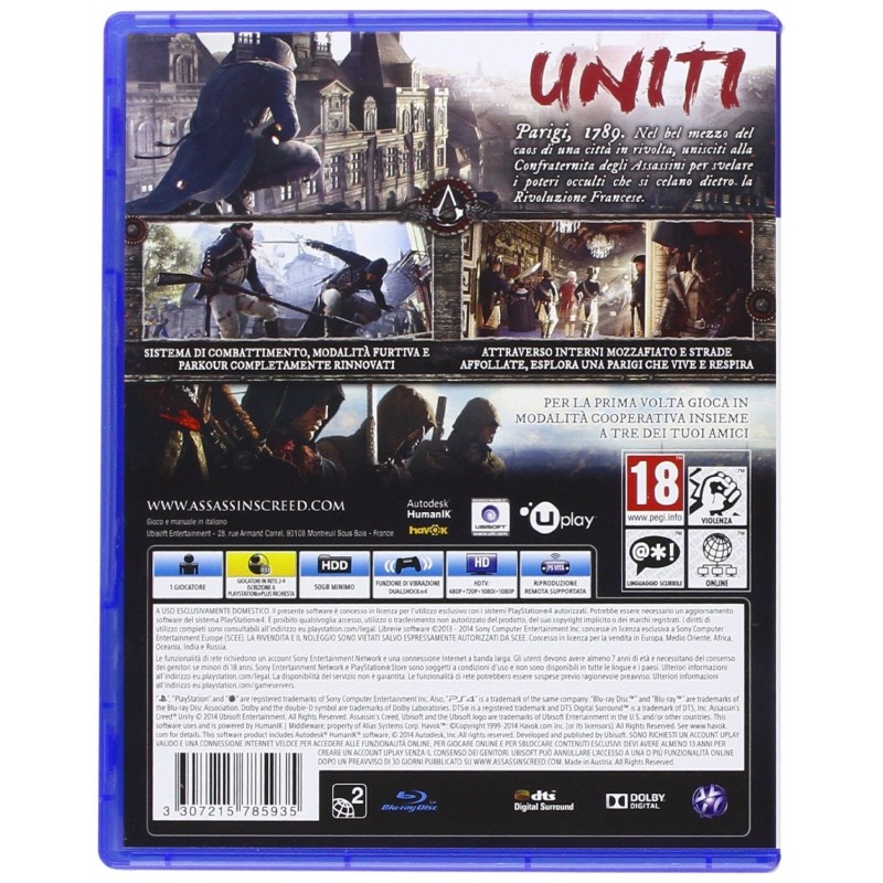 Ubisoft Assassins Creed Unity Special Edition, PS4 Standard+DLC ITA PlayStation 4