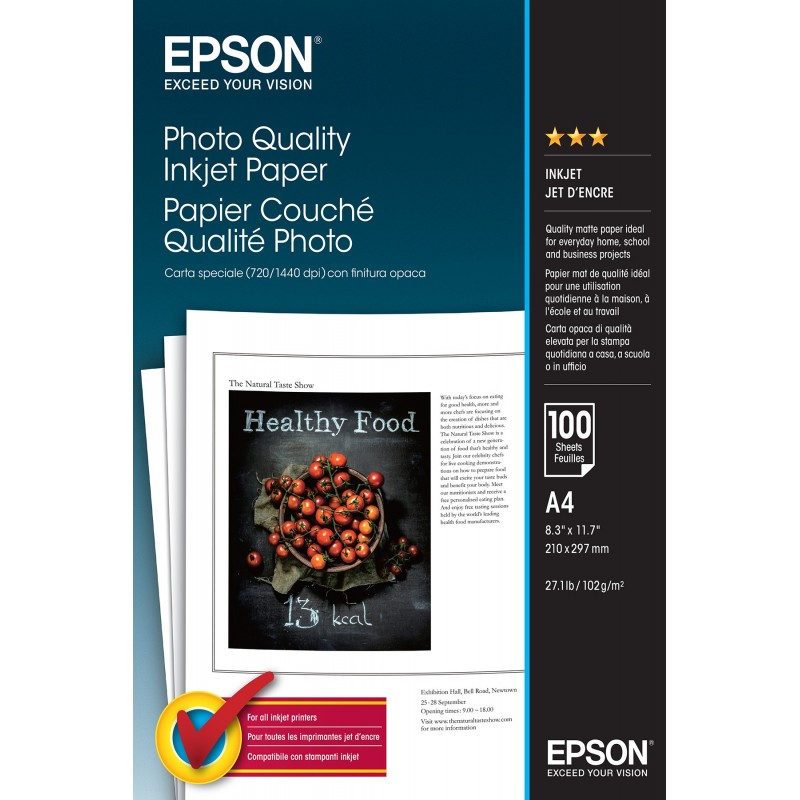 Epson Photo Quality Inkjet Paper - A4 - 100 Sheets