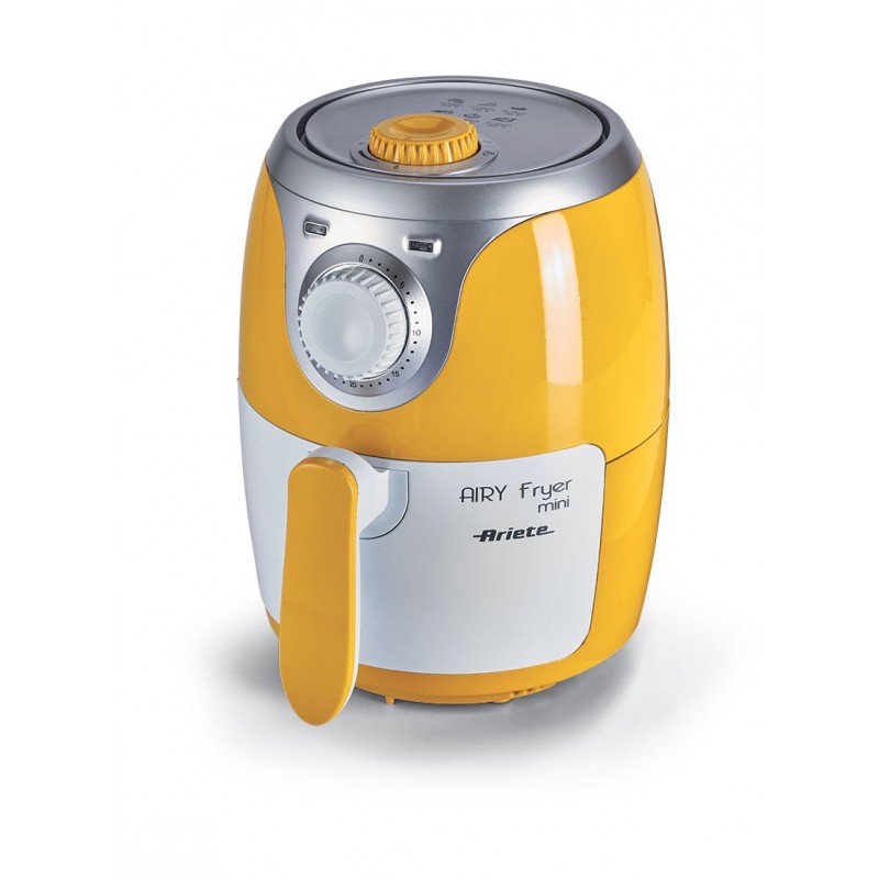 Ariete Airy fryer mini Sencillo 2 L Independiente 1000 W Freidora de aire caliente Plata, Blanco, Amarillo