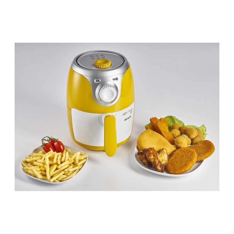 Ariete Airy fryer mini Eins Eine(r) 2 l Eigenständig 1000 W Heißluftfritteuse Silber, Weiß, Gelb