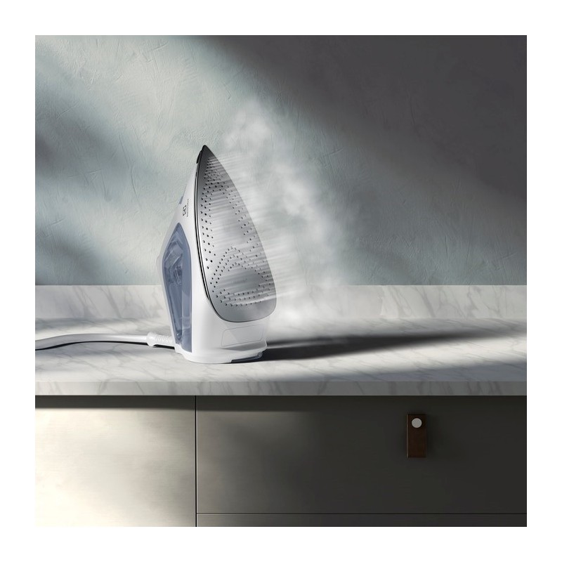 Electrolux E7SI1-4WB Fer à repasser à sec ou à vapeur Semelle Glissium 2300 W Gris, Blanc