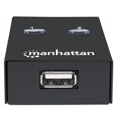 Manhattan USB-A Automatic Sharing Switch, 2x USB-B Ports, 480 Mbps (USB 2.0), Dual Control (Auto-Sensing or Manual), Bus