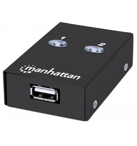 Manhattan 2-Port USB 2.0-Umschalter, 1 x USB-A-Port auf 2 x USB-B-Port, Auto-Sensing, Umschalten per Tastaturkürzel oder per