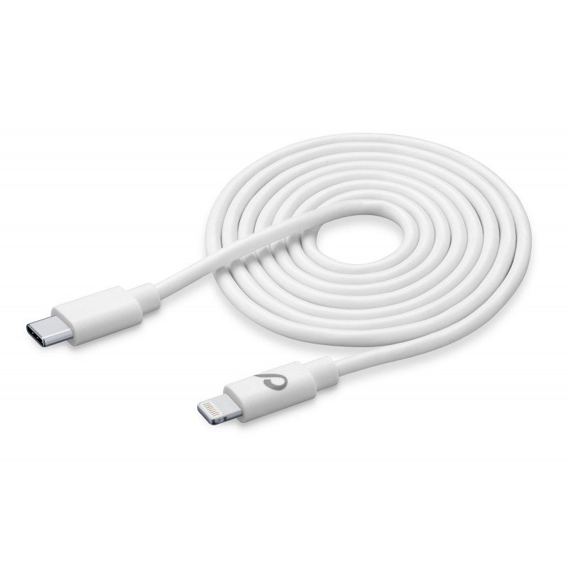 Cellularline USB Cable Home XL - USB-C to Lightning Cavo da USB-C a Lightning per la ricarica e sincronizzazione dati Bianco