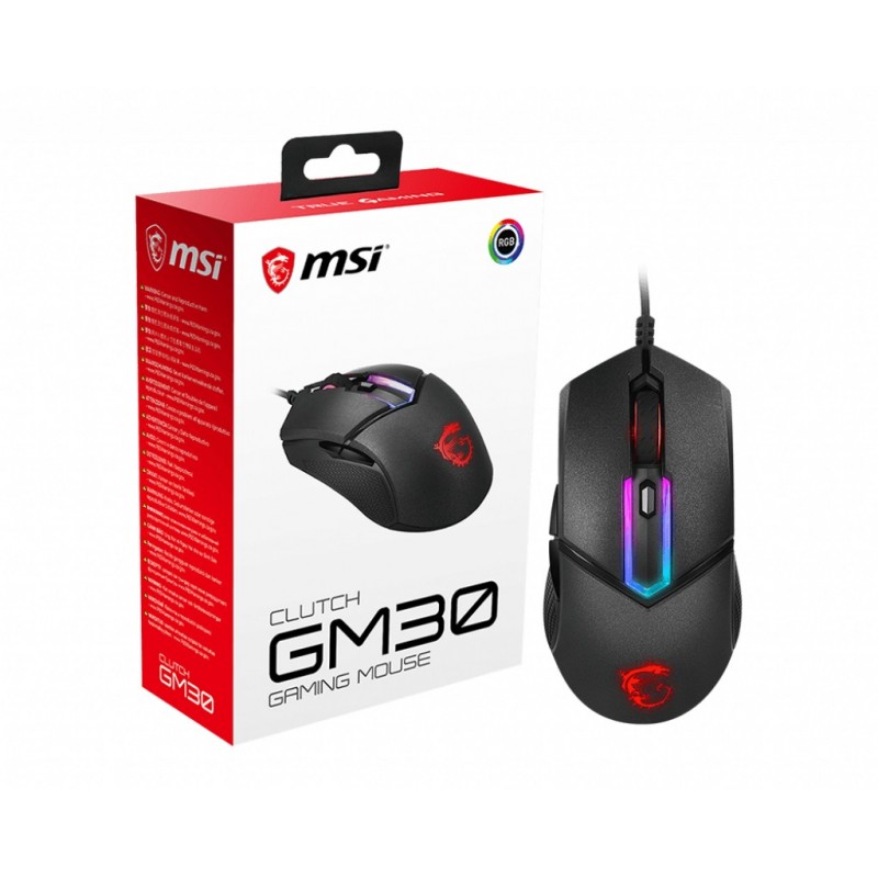 MSI Clutch GM30 Maus rechts USB Typ-A Optisch 6200 DPI