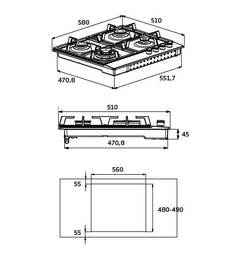 Beko HIAW 64225 SX Stainless steel Built-in Gas 4 zone(s)