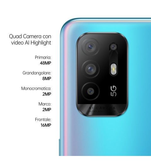 OPPO A94 5G 16,3 cm (6.43") Double SIM ColorOS 11.1 USB Type-C 8 Go 128 Go 4310 mAh Bleu
