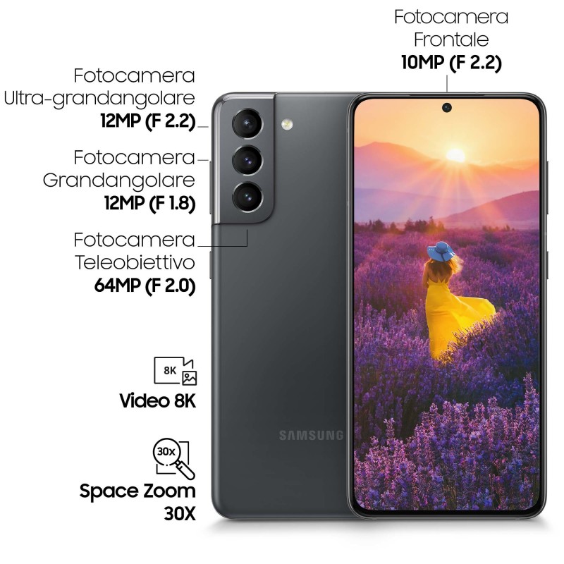 Samsung Galaxy S21 5G SM-G991B 15,8 cm (6.2") Double SIM Android 11 USB Type-C 8 Go 256 Go 4000 mAh Gris