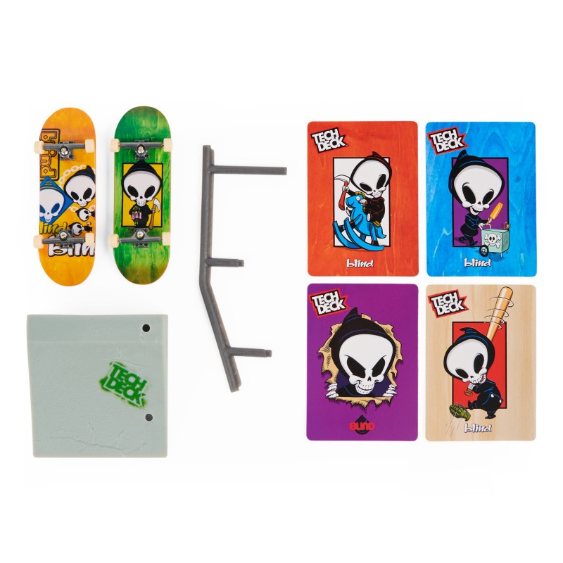 Tech Deck , Skateboards Versus Series, Confezione da 2 mini skate assortiti e un ostacolo, per bambini dai 6 anni in su