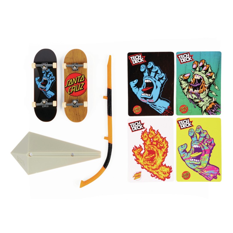 Tech Deck , Skateboards Versus Series, Confezione da 2 mini skate assortiti e un ostacolo, per bambini dai 6 anni in su