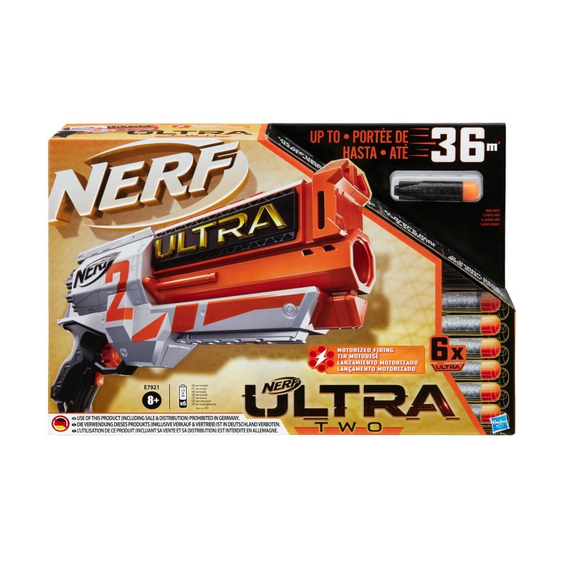 Nerf Ultra Two Blaster motorizzato a retrocarica rapida, 6 dardi Ultra